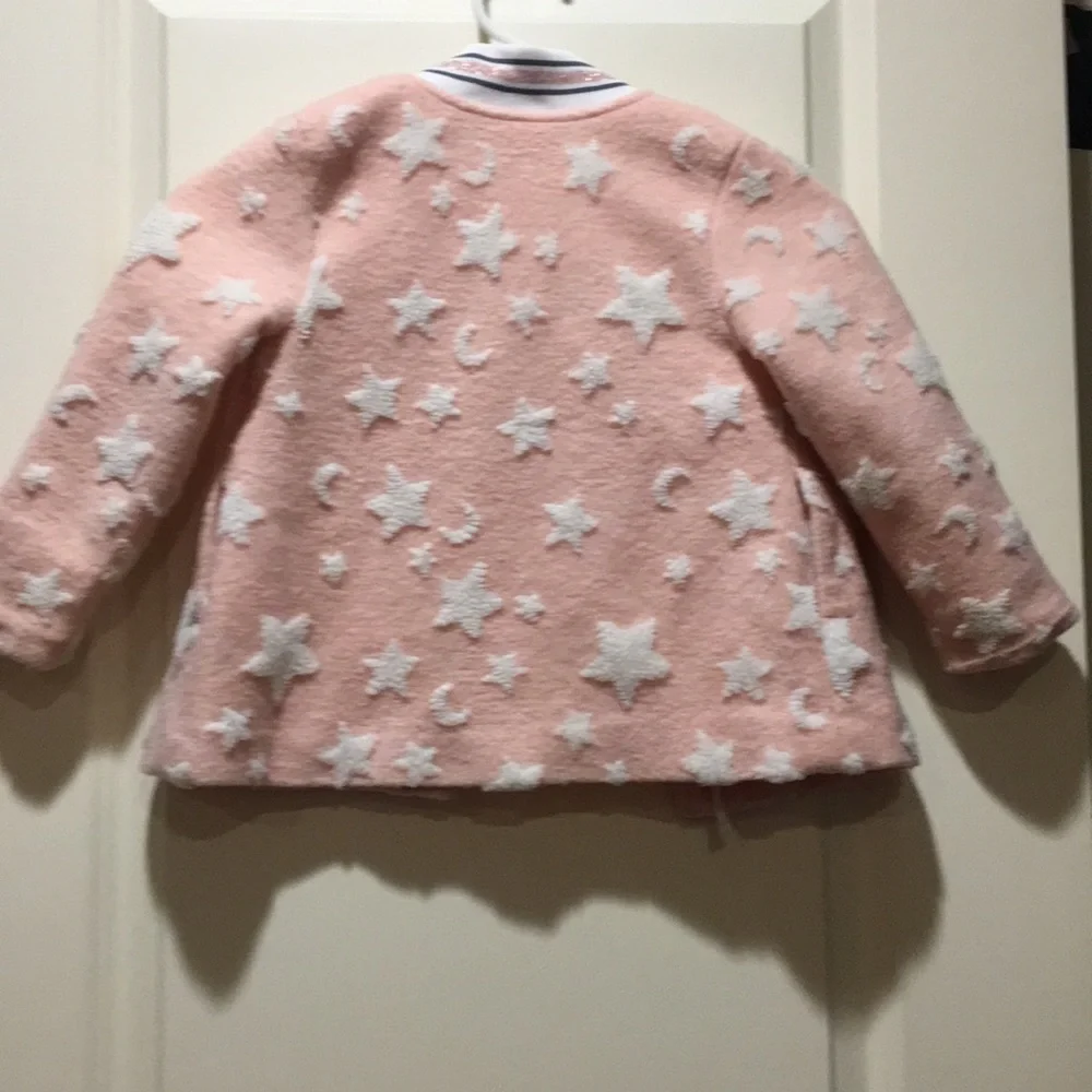 Cat & Jack zip up Fleece stars Jacket coat Pink raised white Stars lined size 3T
